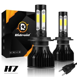 Pair 4-Side H7 LED Headlights Bulbs Kit High Low 6000K 36000LM 180W High Power - Picture 1 of 12