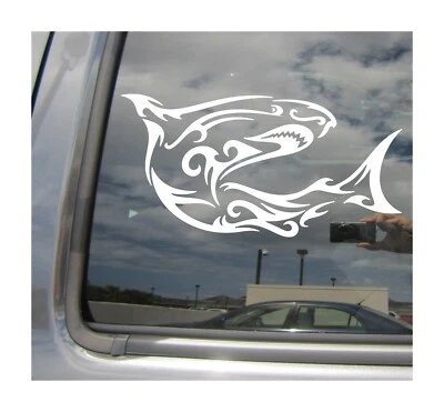 Tiburón Tribal - Gran Blanco - Ventana Automática Alta Calidad Vinilo Calcomanía Adhesiva 01068 Foto 1 de 2