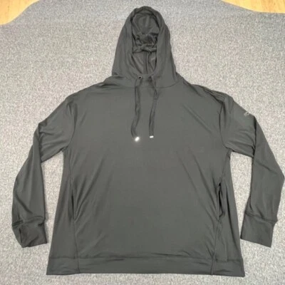 Camisa deportiva Jones New York con capucha para correr talla M L manga larga agujeros para el pulgar negra Foto 1 de 4