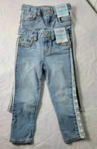 2 pares de jeans Cat & Jack talla 6 súper ajustados de encaje recortado lavado ligero - Imagen 1 de 7