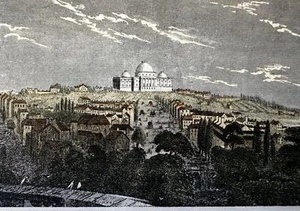 Washington D.C. birds-eye view c. 1850 antique engraved hand color print - Picture 1 of 3