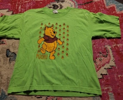 Vintage 1997 Looney Tunes Winnie the Pooh bright green youth XL tee shirt vtg - Image 1 of 4