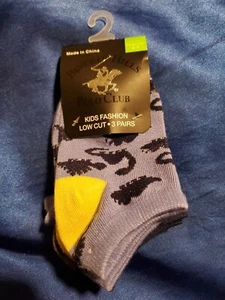 Polo Club Kids Dinosaur Socks. Size 1-7. 3pk - Picture 1 of 4