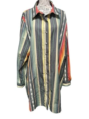 Lucky & Blessed 2X Vestido Camisa Estampado Azteca Suroeste Manga Larga Vaquera Foto 1 de 4