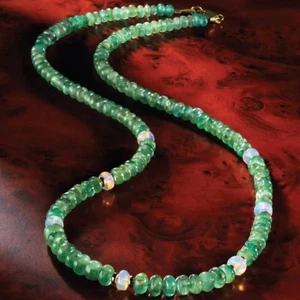 Stauer Genuine Emerald and Opal Promise Necklace 17.5" - Picture 1 of 7