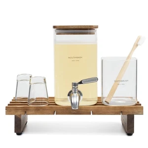 Dispensador de enjuague bucal de vidrio para decoración de baño con tazas de baño, vidrio eléctrico... - Imagen 1 de 8