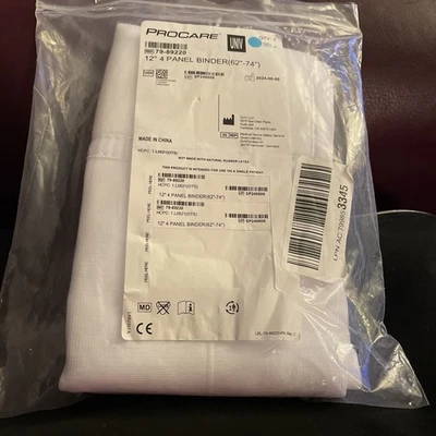 Procare Premium Panel Elastic Binder - 12" 4-panel - X-Large, White, 62”x74” New - Image 1 of 3