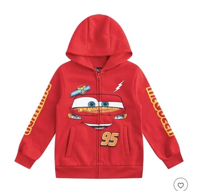 Disney Cars Lightning McQueen Boys Zip Up Hoodie with Pockets Size 10 - Image 1 of 4