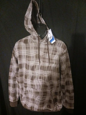 Adidas Originals  Mens SZ Medium Brown Wavy Plaid Reveal Print hoodie NWT - Image 1 of 4