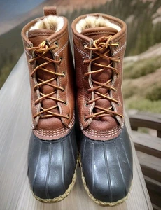 NWOT L.L. Bean 8” Shearling Bean Brown Duck Boots Insulated Women US 8 MED - Picture 1 of 13