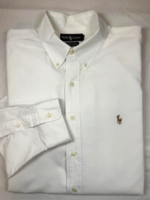 Camisa de vestir vintage Ralph Lauren Yarmouth con botones - blanca - para hombre 17/33 - años 90 Foto 1 de 4