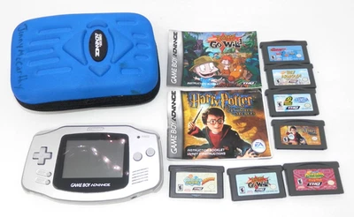 Nintendo Game Boy Advance GBA Platinum Silver Console Bundle 7 Games AGB-001 - Image 1 of 4