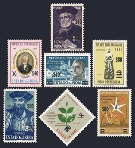 Port India 591-597, lightly hinged. Stamps 1946-1958 surcharged, 1959. - Picture 1 of 1