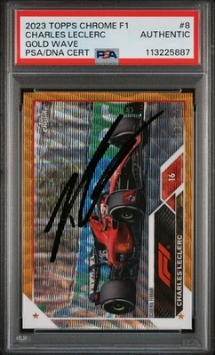 CHARLES LECLERC SIGNED F1 TOPPS CHROME 43/50 GOLD WAVE 2023 PSA AUTHENTIC - Image 1 of 2