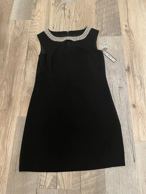 NWT Tahari Yvette Sleeveless Pearls Business Little Black Dress Size 4P - Image 1 of 4