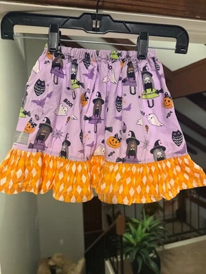 Falda Halloween Niñas Talla 4 - Púrpura Brujas Fantasmas Calabazas Volantes Dobladillo - Bouti Foto 1 de 2