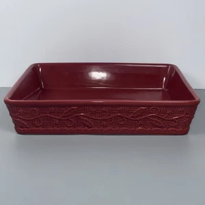 Temptations Large Lasagna Pan Deep Baker Holly Vine 5 Qt Burgundy - Picture 1 of 7