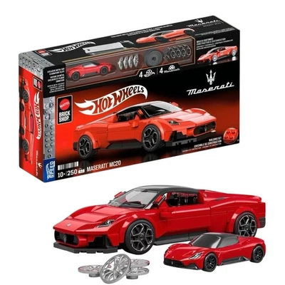 Mattel Brick Shop Hot Wheels Maserati MC20 Building Toy Kit 250 Pieces B - Image 1 of 4