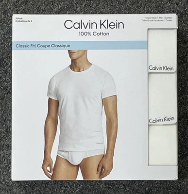 Paquete de 3 camisetas Calvin Klein Classic Fit cuello redondo totalmente blancas talla XL Foto 1 de 3