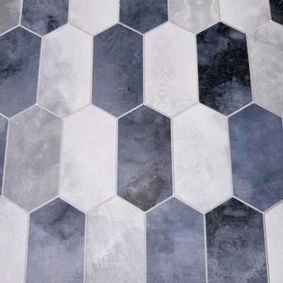 10-Sheet 12"x11.5" Honeycomb Peel and Stick Backsplash Wall Mosaic Tile Blue - Image 1 of 4