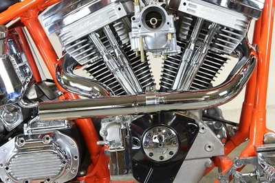 Juego de cabezales de escape siameses 2:1 cromados para Harley Davidson Foto 1 de 4