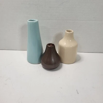 Juego de 3 Jarrones Pequeños de Cerámica Loza Estilo MCM Decoración Foto 1 de 4