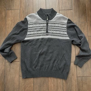 Original wetterfester Vintage grauer 1/4 Zip Pullover Gr. XL 100% Baumwolle - Bild 1 von 5