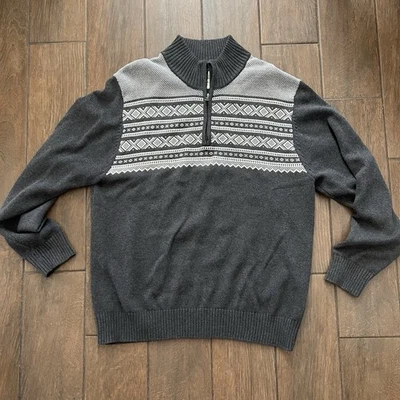 Suéter Original Impermeable Vintage Gris 1/4 Cremallera Talla XL 100% Algodón Foto 1 de 4