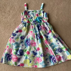EMILY WEST GIRLS PARTY DRESS, 7, SPARKLY FLORAL, NETTED SLIP, FABRIC FLOWER - Picture 1 of 4