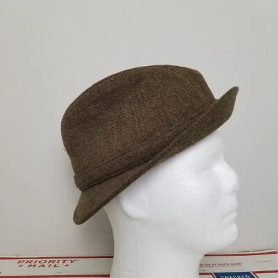 Stetson Fedora Hat Mens Medium 7 - 7 1/8 Brown Wool Tweed Vintage Peaky Blinders - Image 1 of 4