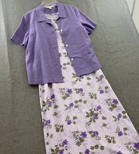 Casual Corner Shirt Dress Womens sz 8 Purple Linen Blend 0053 - Picture 1 of 13