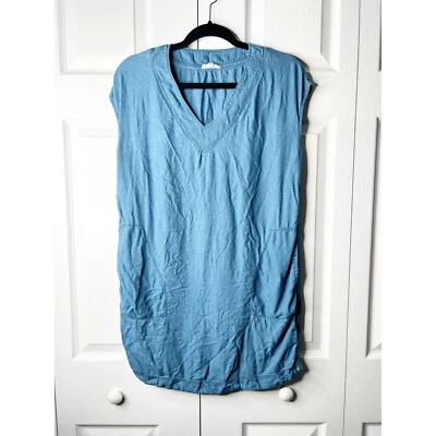 Espléndido Mini Vestido Lauren Azul Cambray Cuello en V Para Mujer Talla Pequeña S Foto 1 de 4