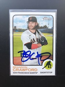 2022 Topps Heritage Brandon Crawford Autographed Baseball Card #95 SF Giants