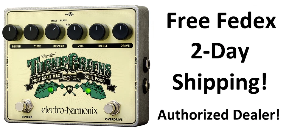 New Electro-Harmonix EHX Turnip Greens Overdrive Multi-Effect Guitar Pedal - Image 1 of 2