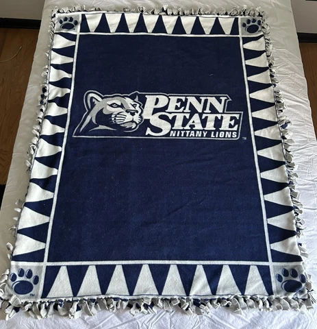 Penn State University Nittany Lions Fleece Tie Throw Blanket 54”x42” Cover