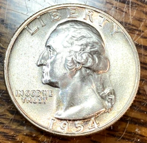 1954 Washington Quarter Original Gem+ BU Double Die Reverse CHRC - Picture 1 of 3