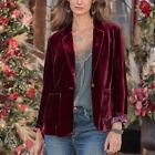 Women's Open Front Cardigan Coat Lapel Business Jackets Golden Velvet Blazer