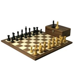 Chess Set Walnut Board 21'' Ebonised Morphy Staunton Pieces 3.75''  - Picture 1 of 10