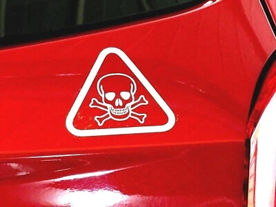 UNIVERSAL SYMBOL FOR POISON, SKULL AND CROSS BONES (WHITE ON CLEAR STOCK) - Image 1 of 4