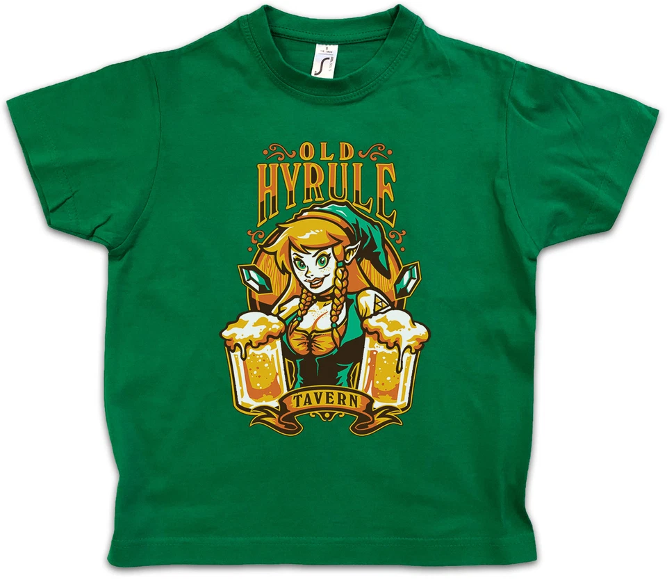OLD HYRULE TAVERN I Kids Boys T-Shirt Link Legend Game Retro Zelda Triforce Logo - Image 1 of 1