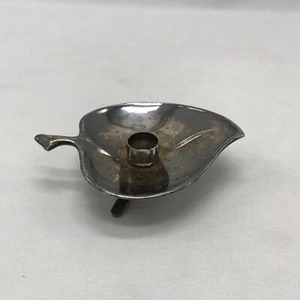 Vintage Candle Holder Leaf Shaped Footed Tarnished (Maybe Silver Plated?) - Picture 1 of 9