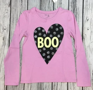Gap Girls X-Large 12 Purple & Black Heart Glow-In-The-Dark Boo Shirt. Nwt - Picture 1 of 3