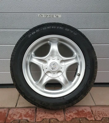 BMW E30  Aluminium Rad 15 Zoll Rial Alufelge 7J x 15 H2  Reifen 205/55 - Bild 1 von 2