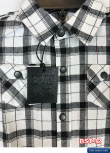 Eve JNR Toddler Boy’s Size 5 Button Up Long Sleeve Tunic Shirt, Plaid BLK/WHT - Picture 1 of 4