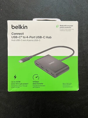 Belkin Connect 4-Port USB-C Hub 3.2 Gen 2 AVC018btBK, Open Box - Image 1 of 4