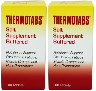 Pack de 2 comprimidos amortiguados suplemento sal Thermotabs 100 ea Foto 1 de 4