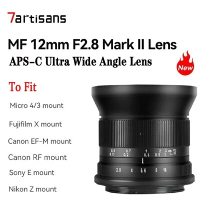 7artisans 12mm F2.8 II Ultra Wide Angle Lens for Sony E Fuji X EOS-M RF Z M4/3 - Image 1 of 4