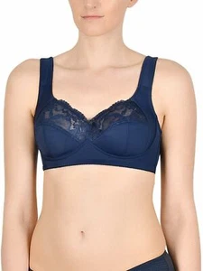Naturana Bra Non-Wired Soft with Comfort Straps Dark Blue Lace Detail 5264 - 48F - Picture 1 of 6