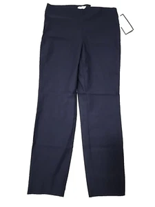 Charter Club Chelsea Pant 10 Navy Blue Flat Front Waist Smoothing Tummy Slimming - Picture 1 of 9