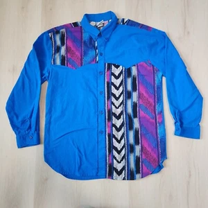 Vintage Western Hemd XL Cowboy Rodeo hell lebendiges Muster Made In USA - Bild 1 von 6